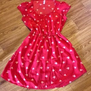 Large Red Bicycle Print Dress